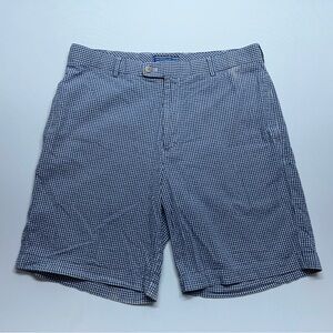 Peter Millar Seersucker Shorts Mens Size 34 Blue Checked 8.5” Inseam        READ